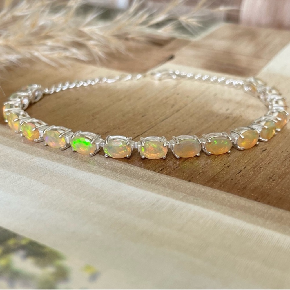 ETHIOPIAN OPAL & Sterling Silver 925 Tennis Bracelet